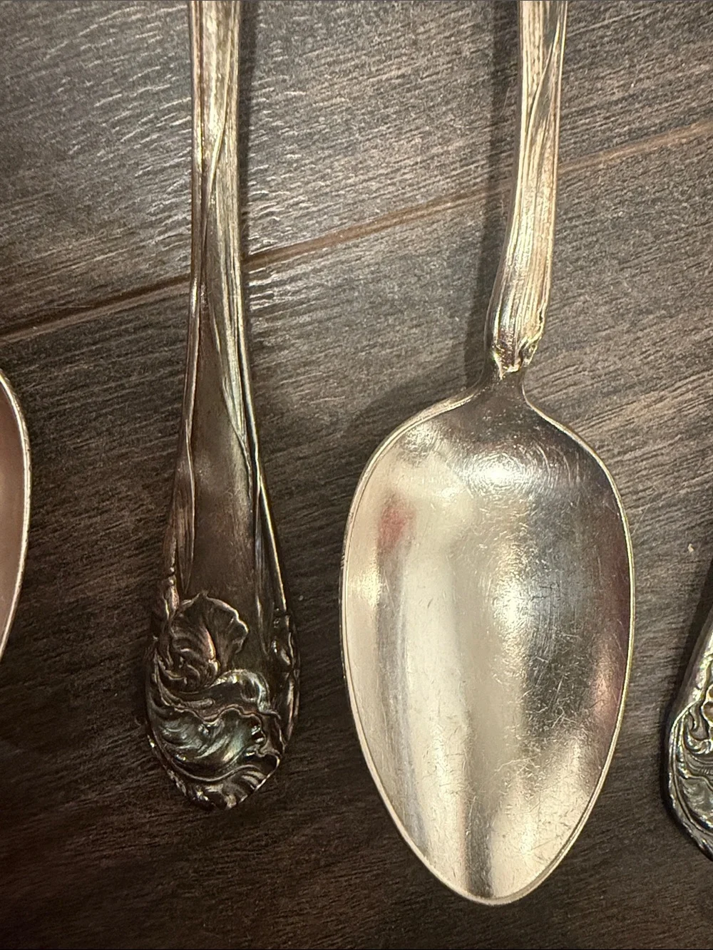 Ornate Silver-Plated Dessert Spoons - Elegant Floral Design